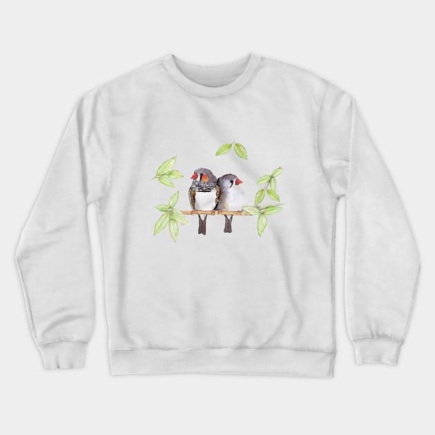 Sweet couple of zebra finches Crewneck Sweatshirt by Bwiselizzy